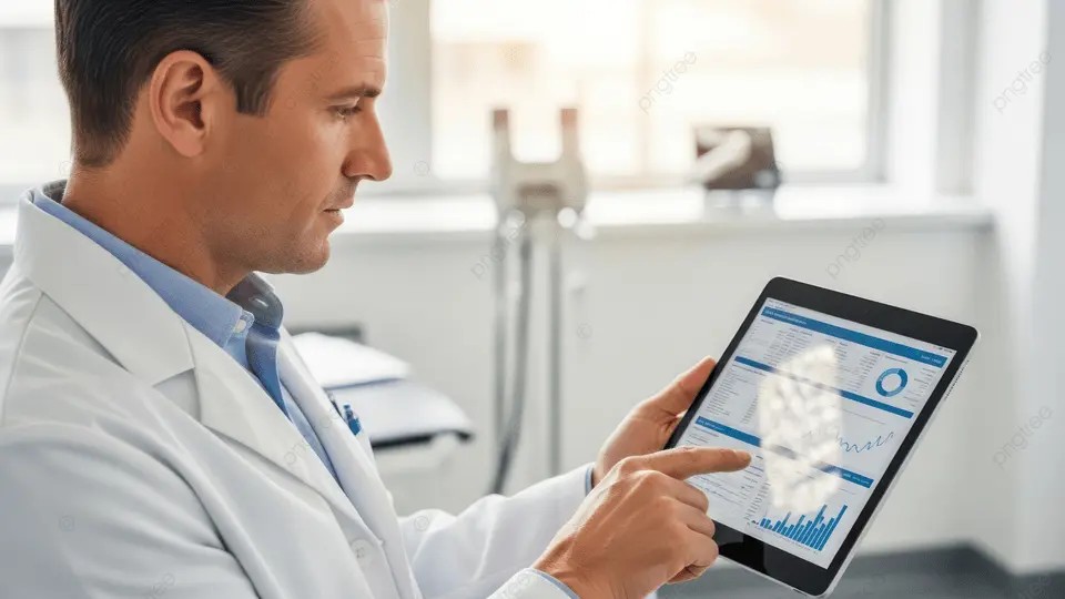 Doctor reviewing medical analytics